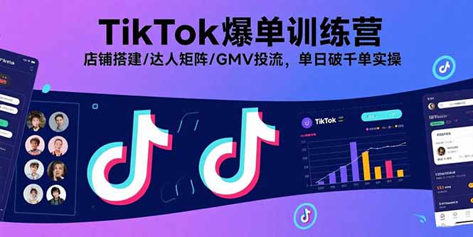 TikTok爆单训练营，店铺搭建/达人矩阵/GMV投流，单日破千单实操-轻资本网