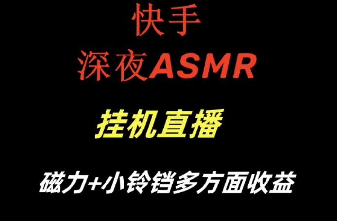 快手深夜ASMR挂机直播，磁力+小铃铛收益(附带工具和5G素材)【揭秘】-轻资本网