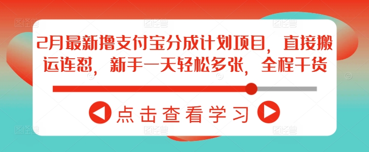 2月最新撸支付宝分成计划项目，直接搬运连怼，新手一天轻松多张，全程干货-轻资本网
