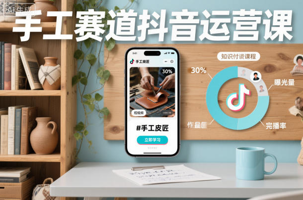 手工赛道抖音运营课，手工赛道流量运营-轻资本网