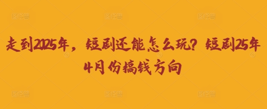 走到2025年，短剧还能怎么玩？短剧25年4月份搞钱方向-轻资本网