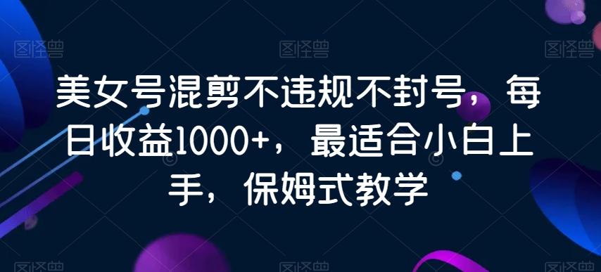 美女号混剪不违规不封号，每日收益1000+，最适合小白上手，保姆式教学-轻资本网