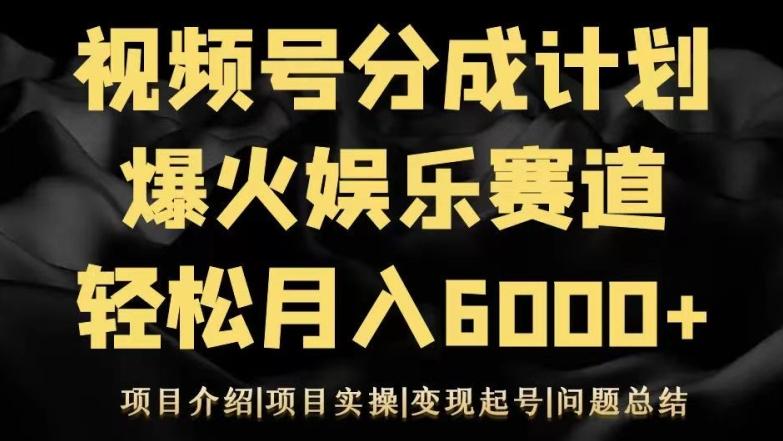 视频号创作分成计划之娱乐赛道轻松日入500+-轻资本网