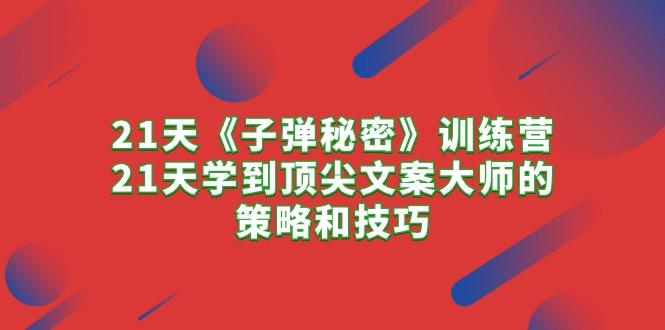 21天《子弹秘密》训练营，21天学到顶尖文案大师的策略和技巧-轻资本网