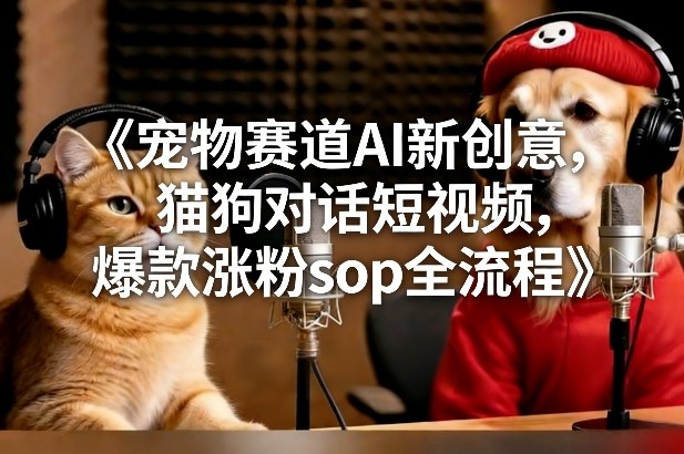 宠物赛道AI新创意，猫狗对话短视频，爆款涨粉sop全流程-轻资本网