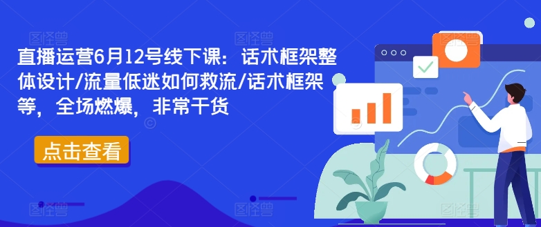 直播运营6月12号线下课：话术框架整体设计/流量低迷如何救流/话术框架等，全场燃爆，非常干货-轻资本网