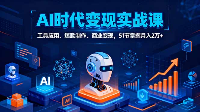 AI时代全场景实战课，工具应用、爆款制作、商业变现，51节掌握月入2万+-轻资本网