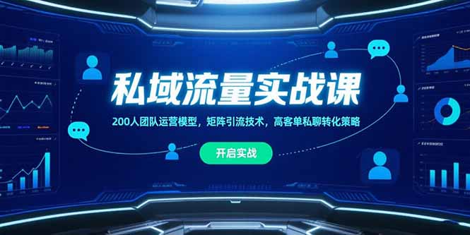 私域流量实战课，200人团队运营模型，矩阵引流技术，高客单私聊转化策略-轻资本网