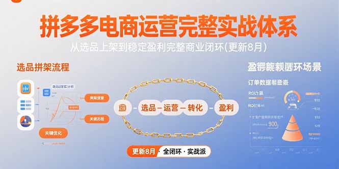 拼多多电商运营完整实战体系，从选品上架到稳定盈利完整商业闭环(更新8月-轻资本网