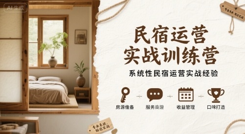 民宿运营实战训练营，系统性民宿运营实战经验-轻资本网
