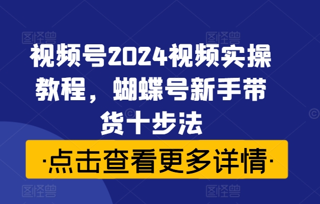 视频号2024视频实操教程，蝴蝶号新手带货十步法-轻资本网