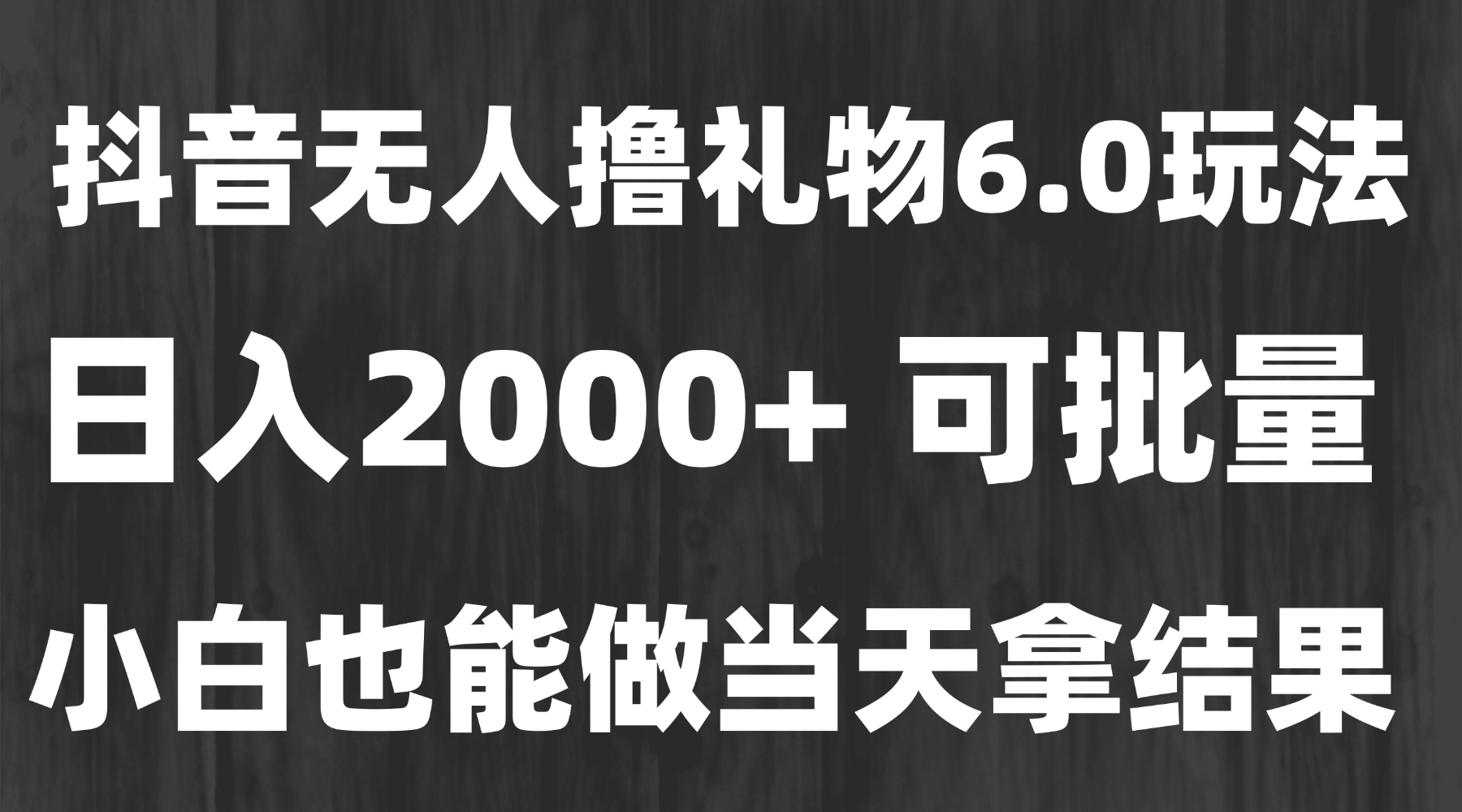 最新风口暴力撸金技术，无人撸礼物，长期稳定 一天收益2000+，小白当天…-轻资本网