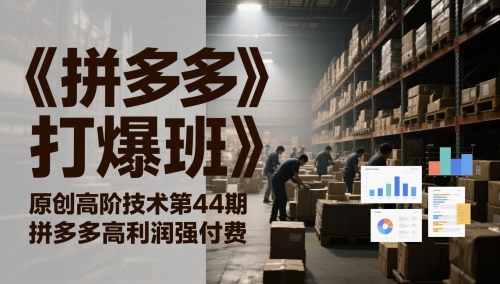 《拼多多打爆班》原创高阶技术第44期，拼多多高利润强付费-轻资本网
