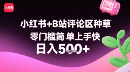 小红书+B站评论区种草，零门槛简单上手快 ，1分钟一单，只需复制粘贴评论就有钱-轻资本网
