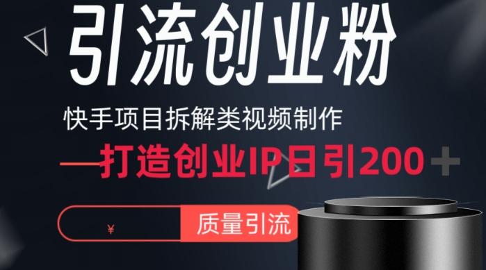 快手项目拆解类视频详细制作流程打造个人IP，单日引流200+高质量创业粉【揭秘】-轻资本网