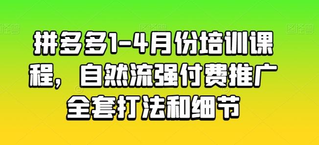 拼多多1-4月份培训课程，自然流强付费推广全套打法和细节-轻资本网
