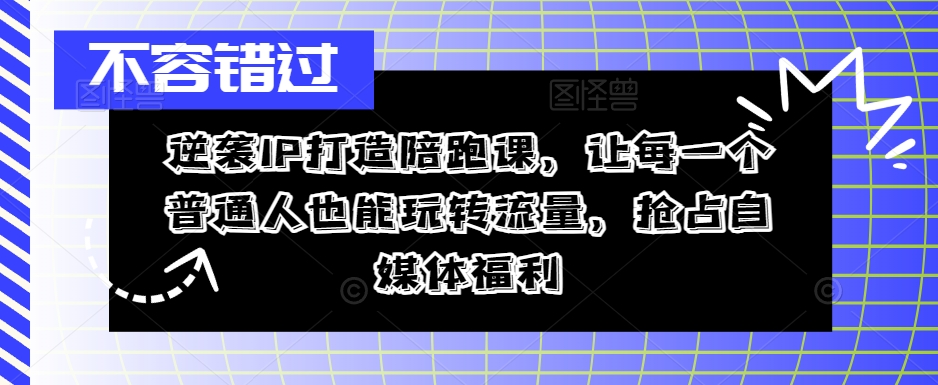逆袭IP打造陪跑课，让每一个普通人也能玩转流量，抢占自媒体福利-轻资本网