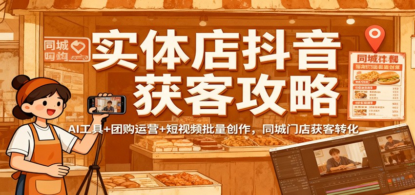 实体店抖音获客攻略：AI工具+团购运营+短视频批量创作，同城门店获客转化-轻资本网