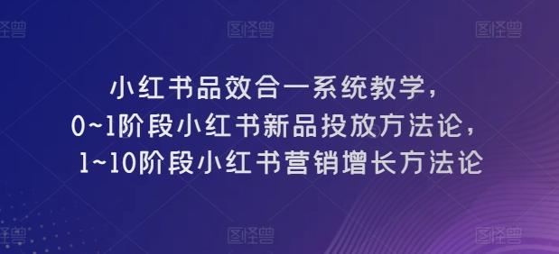 小红书品效合一系统教学，​0~1阶段小红书新品投放方法论，​1~10阶段小红书营销增长方法论-轻资本网