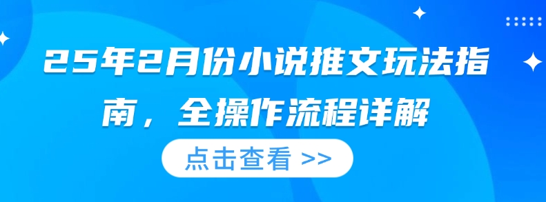 25年2月份小说推文玩法指南，全操作流程详解-轻资本网