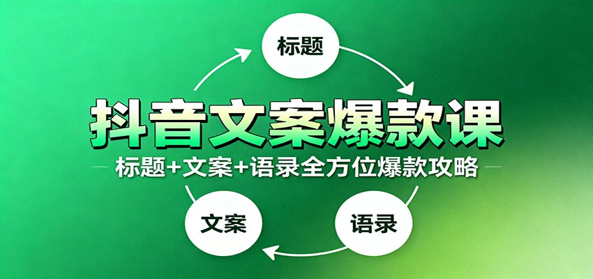 抖音文案爆款课：9大标题绝招，各类型必火文案，100条万能文案情感语录-轻资本网