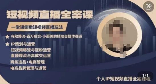 高品质IP短视频直播全案课程，一堂课俯瞰短视频直播玩法-轻资本网
