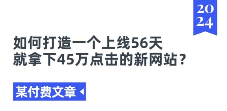 某付费文章《如何打造一个上线56天就拿下45万点击的新网站?》-轻资本网