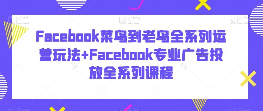 Facebook菜鸟到老鸟全系列运营玩法+Facebook专业广告投放全系列课程-轻资本网