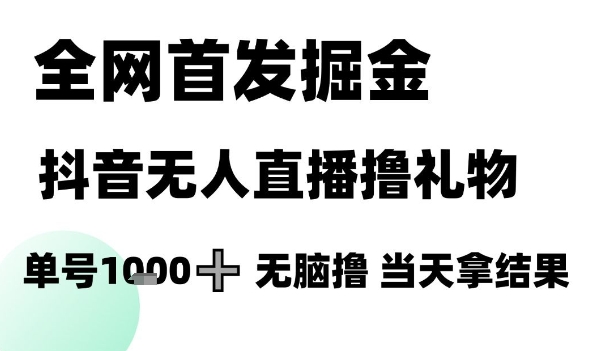 全网首发掘金抖音无人直播撸礼物，单号1k +无脑撸，当天拿结果【揭秘】-轻资本网