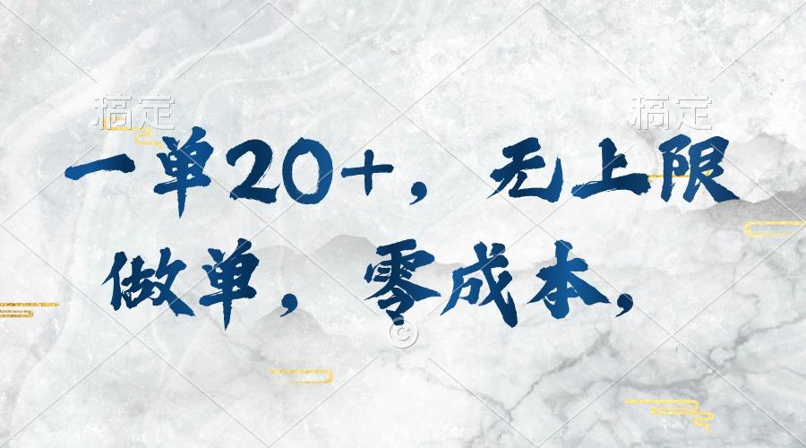 一单20+，无上限做单，零成本，执行就有收入-轻资本网