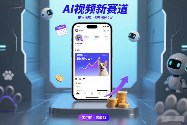 AI视频新赛道，宠物播客仅注册5天涨粉2W，收益非常可观-轻资本网