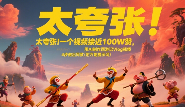 太夸张！一个视频接近100W赞，用AI制作西游记Vlog视频，全流程拆解来了(附万能提示词)-轻资本网