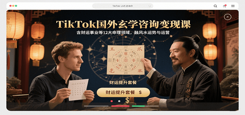 TikTok国外玄学咨询变现课，含财运事业等12大命理领域，融风水运势与运营-轻资本网