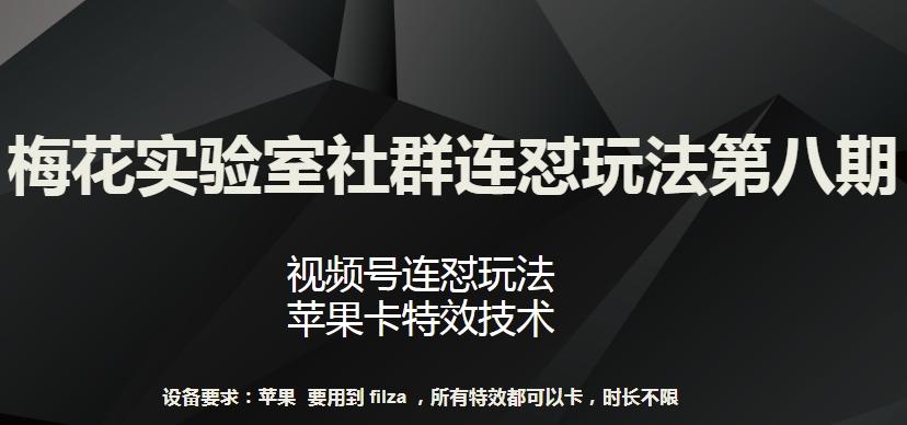 梅花实验室社群连怼玩法第八期，视频号连怼玩法 苹果卡特效技术【揭秘】-轻资本网