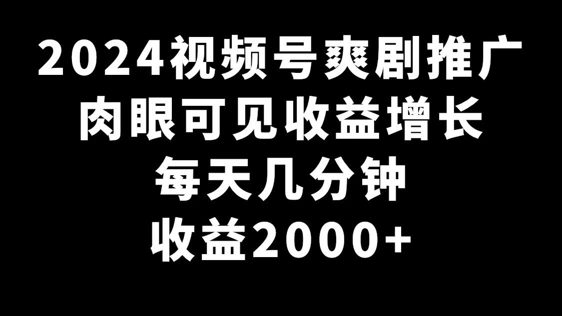 2024视频号爽剧推广，肉眼可见的收益增长，每天几分钟收益2000+-轻资本网