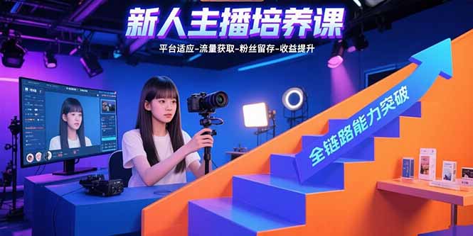 新人主播培养课：平台适应-流量获取-粉丝留存-收益提升 全链路能力突破-轻资本网