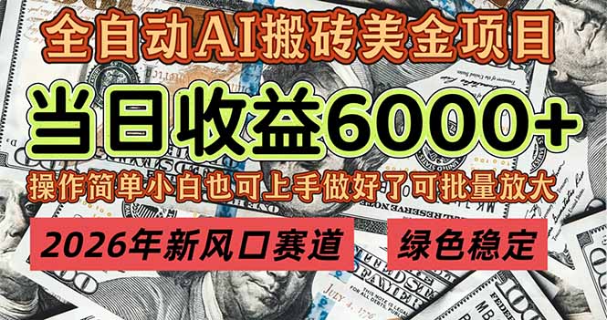 2026年新风口赛道，当日6000+以上，可批量放大，月收入20万+，长期绿色稳定的项目-轻资本网