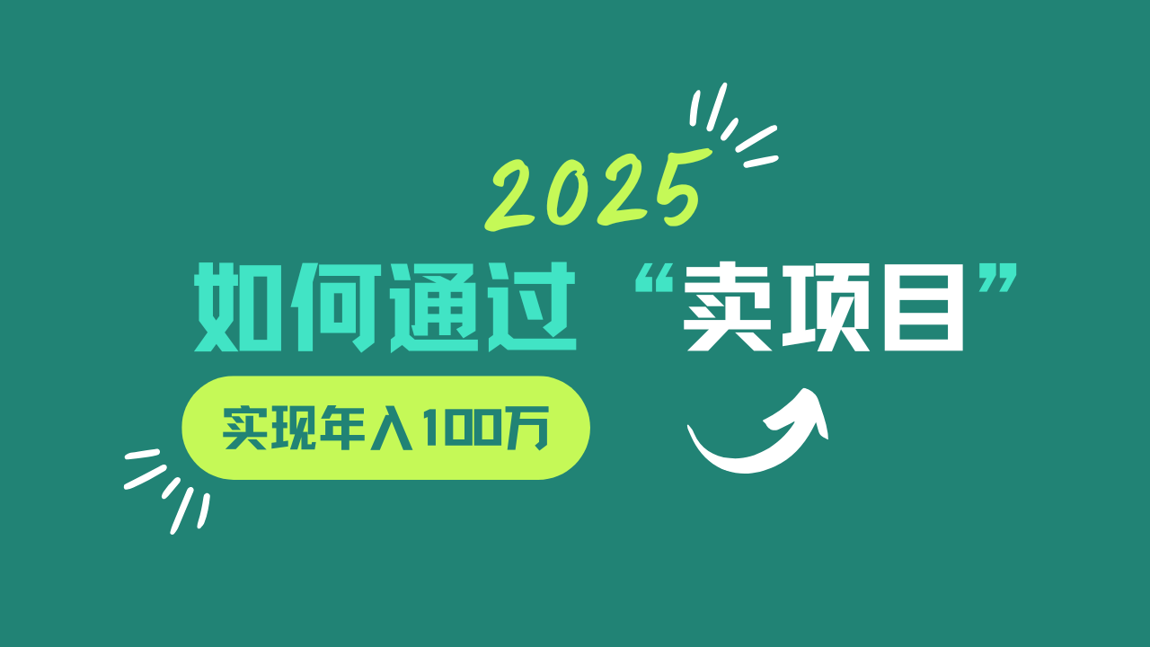 2025年如何通过“卖项目”实现年入100w-轻资本网