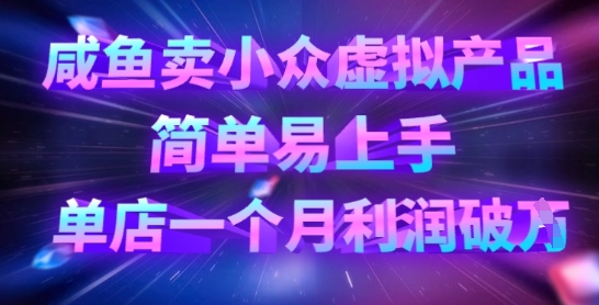 咸鱼卖小众虚拟产品，简单易上手，单店一个月利润破W-轻资本网