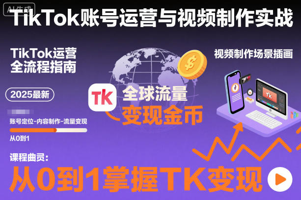 2025最新TikTok账号运营与视频制作实战全流程，从0到1掌握TK变现(含11月最新TK搬运技术)-轻资本网