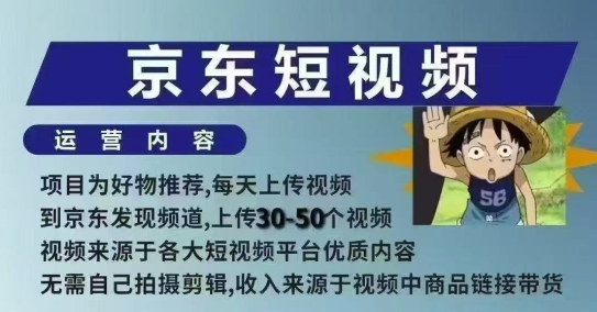 京东短视频带货课，无需自己拍摄剪辑，保姆式教学，两天快速上手-轻资本网