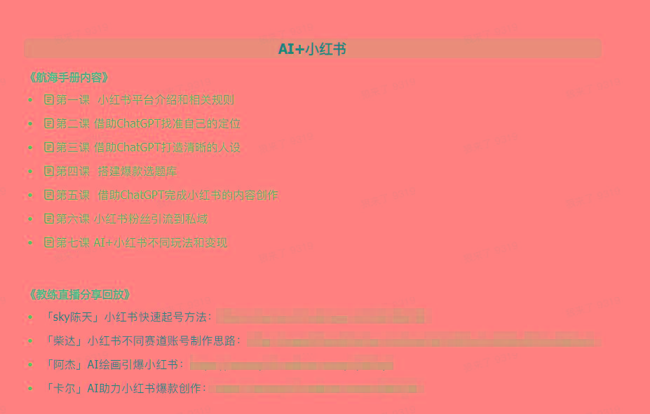 图片[2]-(9351期)AI破局手册+教练分享合集：AI提示词/AI+小红书 /AI+公众号/AI+绘画/AI编程-轻资本网