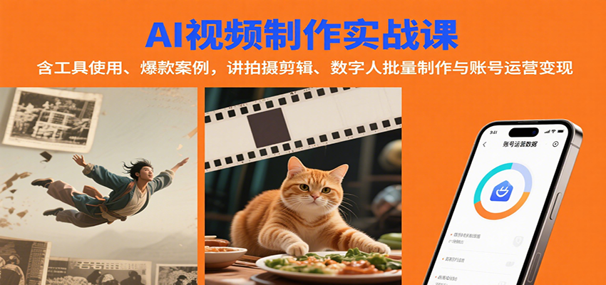 AI视频制作实战：含工具使用、爆款案例，讲拍摄剪辑、数字人批量制作与账号运营变现-轻资本网