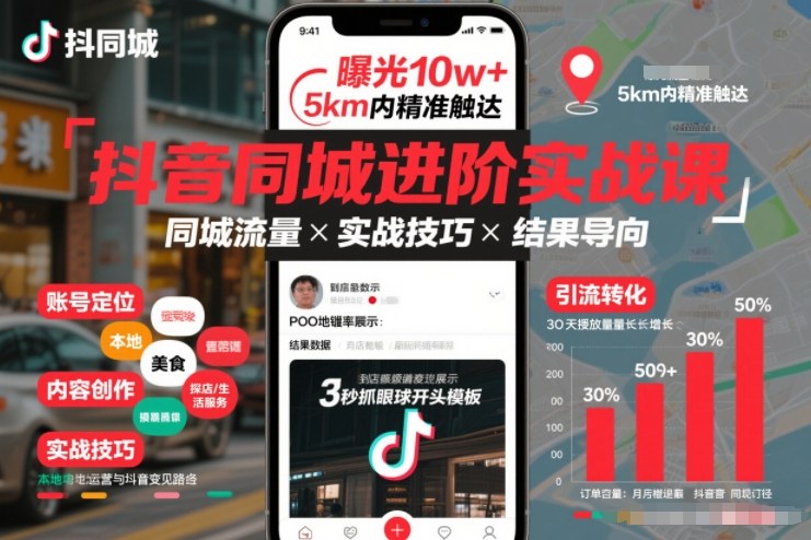 抖音同城进阶实战课，助你同城流量拿到结果-轻资本网