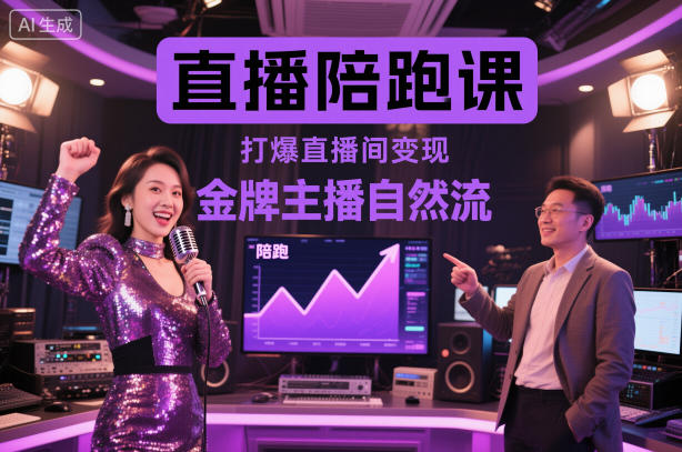 直播陪跑课，金牌主播自然流打爆直播间，复制高变现玩法-轻资本网