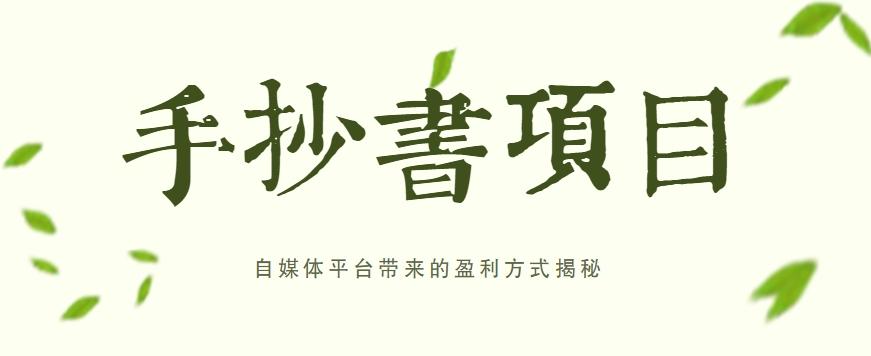 手抄书项目，一天赚上百的副业！自媒体平台带来的盈利方式揭秘【附软件】-轻资本网