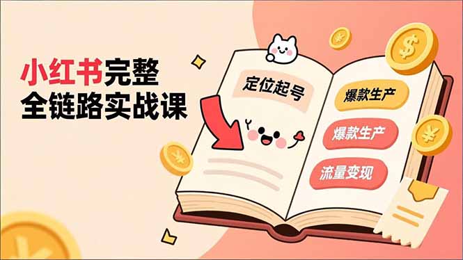 小红书完整全链路实战课，定位起号、爆款生产、流量变现，实现稳定出单，净利润可观-轻资本网