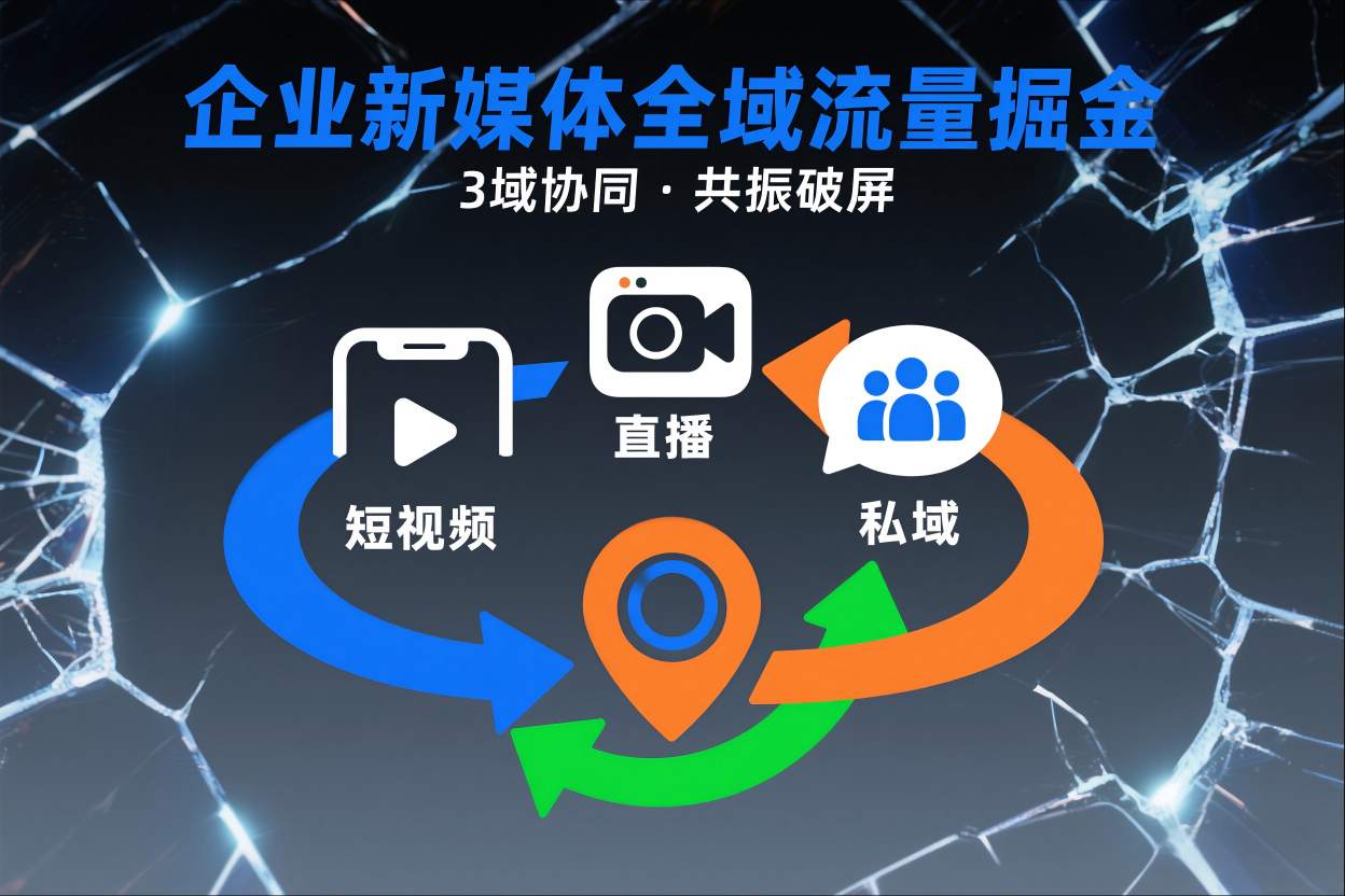 短视频全域商业模式，企业新媒体全域流量掘金，3域协同，共振破屏，短视频-直播-私域-地域-轻资本网