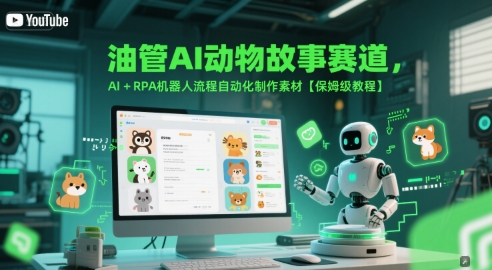 油管AI动物故事赛道，AI+RPA机器人流程自动化制作素材【保姆级教程】-轻资本网