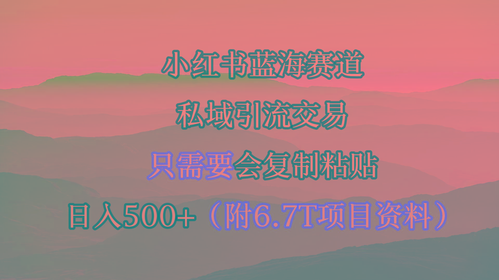 (9487期)小红书短剧赛道，私域引流交易，会复制粘贴，日入500+(附6.7T短剧资源)-轻资本网